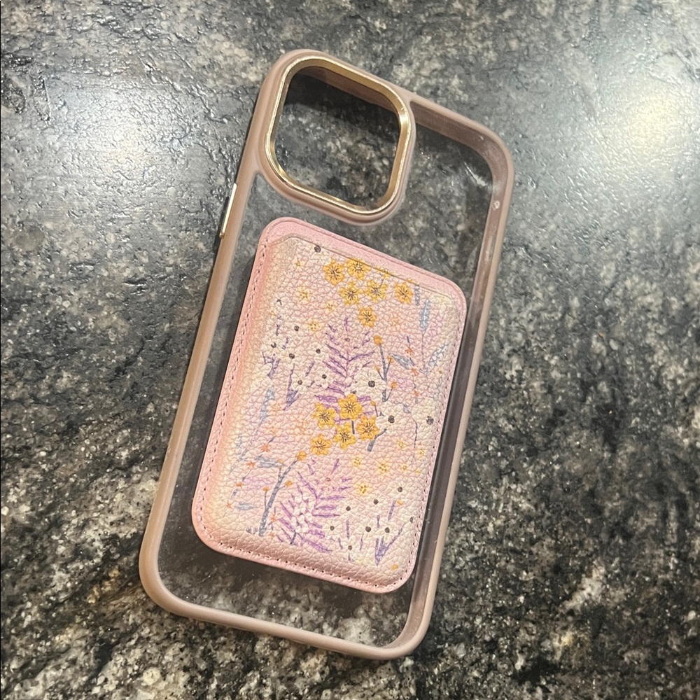 iPhone 13 Pro Max Floral Phone Case with magnetic Card Holder